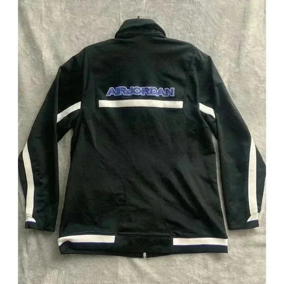 Vintage Air Jordan Jacket Men's Large Black Zipped Logo Jumpan Gray Tag - Picture 1 of 8